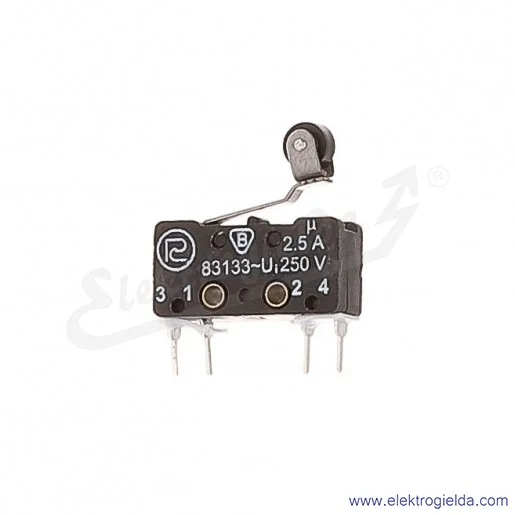 Łącznik krańcowy miniaturowy 83-133s 54Er 14,1 LO z dźwignią 14,1mm i rolką do obwodów drukowanych 1Z+1R srebrzony Łącznik krańcowy miniaturowy 83-133s 54Er 14,1 LO z dźwignią 14,1mm i rolką do obwodów drukowanych 1Z+1R srebrzony