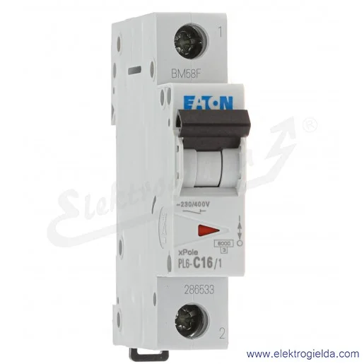 Wyłącznik nadprądowy 286533 PL6-C16/1 1P typ C, 16A AC 6kA Wyłącznik nadprądowy 286533 PL6-C16/1 1P typ C, 16A AC 6kA