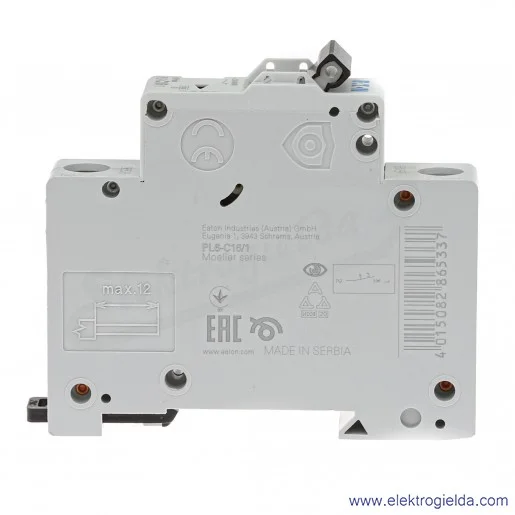 Wyłącznik nadprądowy 286533 PL6-C16/1 1P typ C, 16A AC 6kA Wyłącznik nadprądowy 286533 PL6-C16/1 1P typ C, 16A AC 6kA