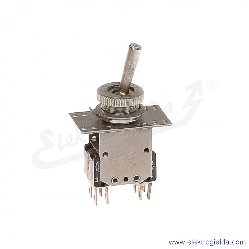 Łącznik miniaturowy 83-545-33s z napędem ręcznym 0-1 2Z+2R srebrzony Łącznik miniaturowy 83-545-33s z napędem ręcznym 0-1 2Z+2R srebrzony