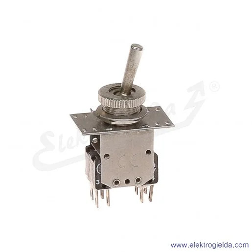 Łącznik miniaturowy 83-545-33s z napędem ręcznym 0-1 2Z+2R srebrzony Łącznik miniaturowy 83-545-33s z napędem ręcznym 0-1 2Z+2R srebrzony