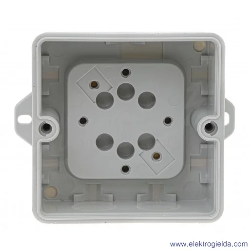 Puszka instalacyjna D 9120 Z, 88x88x53mm, z uszami, szara, IP65 + 4 dławiki Puszka instalacyjna D 9120 Z, 88x88x53mm, z uszami, szara, IP65 + 4 dławiki
