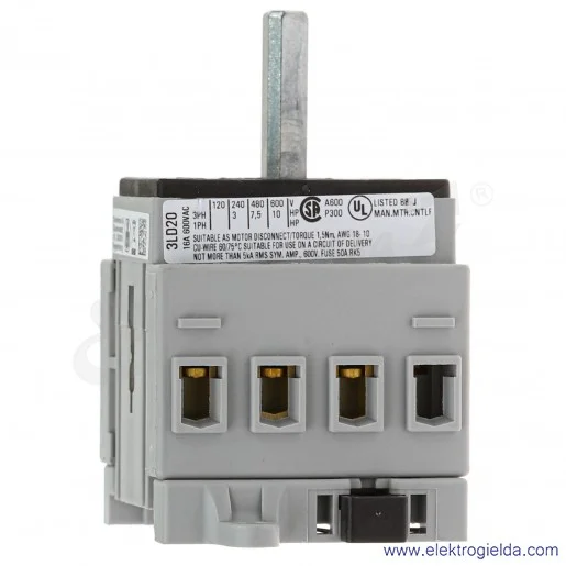 Rozłącznik główny 3LD2030-0TK13 3-BIEGUNOWY ; MOC: 5.5KW /AC-3 PRĄD: IU 16A MONTAŻ MODUŁOWY Z ŻÓŁTO-CZERWONYM POKRĘTŁEM Rozłącznik główny 3LD2030-0TK13 3-BIEGUNOWY ; MOC: 5.5KW /AC-3 PRĄD: IU 16A MONTAŻ MODUŁOWY Z ŻÓŁTO-CZERWONYM POKRĘTŁEM
