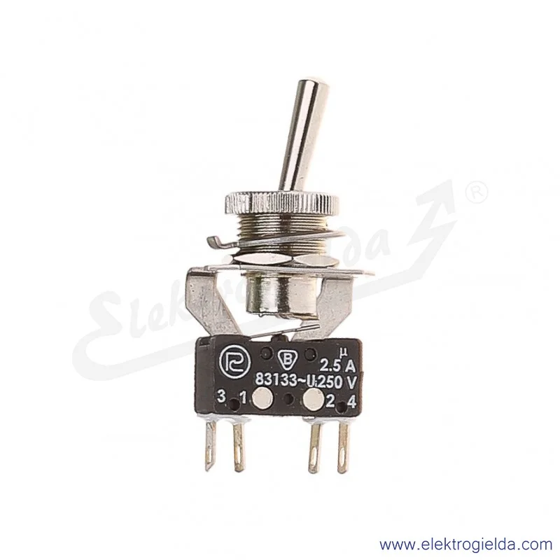 Łącznik miniaturowy 83-544-03s z napędem ręcznym 0-1 1Z+1R srebrzony Łącznik miniaturowy 83-544-03s z napędem ręcznym 0-1 1Z+1R srebrzony