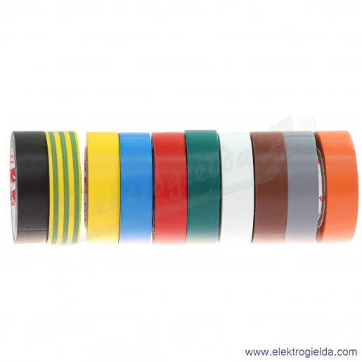 Taśmy izolacyjne 102952 mix 10 sztuk, szerokość 10mm, długość 15m Taśmy izolacyjne 102952 mix 10 sztuk, szerokość 10mm, długość 15m