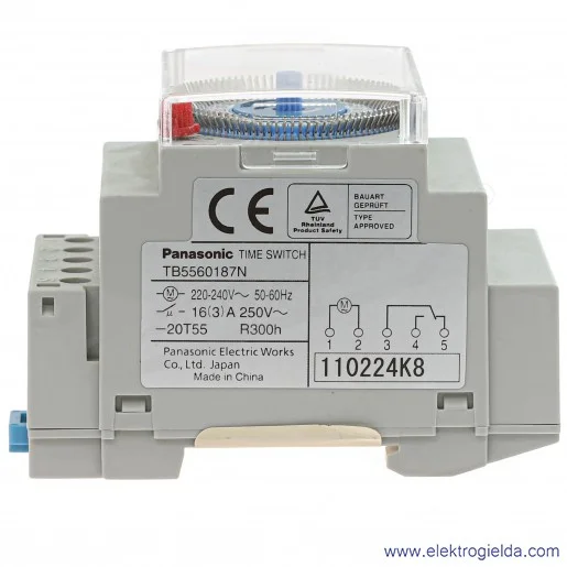 Przekaźnik czasowy TB5560187NJ analogowy, 220-240V, 16A Przekaźnik czasowy TB5560187NJ analogowy, 220-240V, 16A