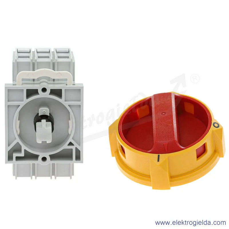 Rozłącznik RT 340YR L42AD11LKX50YR KU z napędem obrotowym 40A, pokrętło żółto-czerwone Rozłącznik RT 340YR L42AD11LKX50YR KU z napędem obrotowym 40A, pokrętło żółto-czerwone