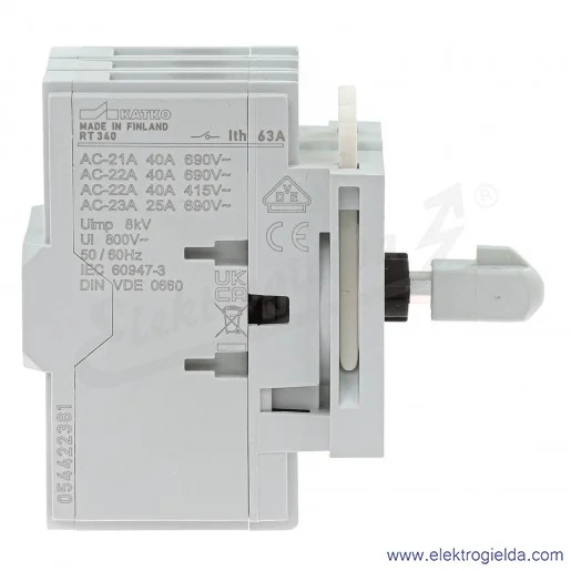 Rozłącznik RT 340YR L42AD11LKX50YR KU z napędem obrotowym 40A, pokrętło żółto-czerwone Rozłącznik RT 340YR L42AD11LKX50YR KU z napędem obrotowym 40A, pokrętło żółto-czerwone
