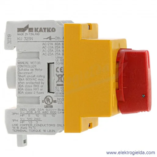 Rozłącznik modułowy KU 325/KYR 3P 25A żółto-czerwony Rozłącznik modułowy KU 325/KYR 3P 25A żółto-czerwony