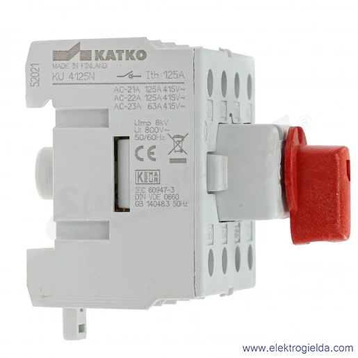 Rozłącznik modułowy KU 4125N 4P 125A pokrętło czerwone Rozłącznik modułowy KU 4125N 4P 125A pokrętło czerwone