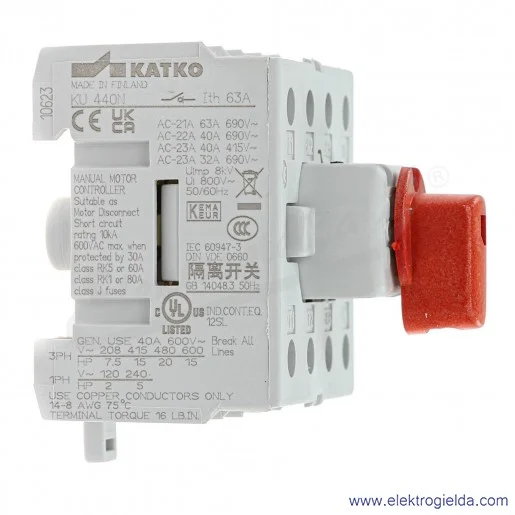 Rozłącznik modułowy KU 440N 4P 40A do pokrętła Rozłącznik modułowy KU 440N 4P 40A do pokrętła