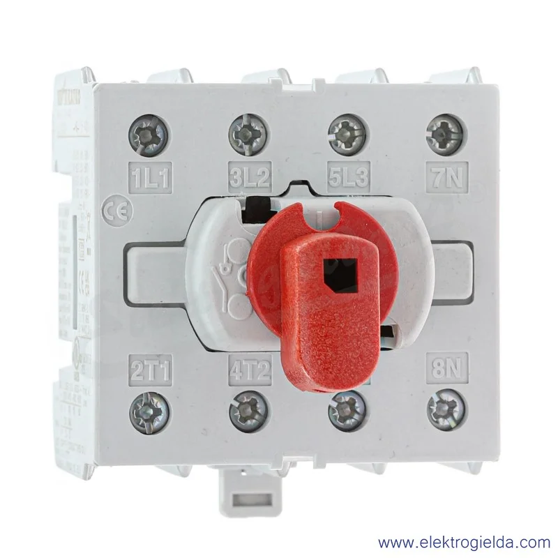 Rozłącznik modułowy KU 425N 4P 25A pokrętło czerwone Rozłącznik modułowy KU 425N 4P 25A pokrętło czerwone