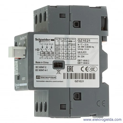 Wyłącznik silnikowy Termomagnetyczny GZ1E21 17-23A napęd przyciskowy Wyłącznik silnikowy Termomagnetyczny GZ1E21 17-23A napęd przyciskowy