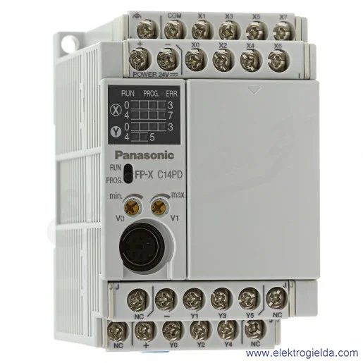 Jednostka centralna AFPXC14PD FP-X C14PD, zasilanie 24VDC, 8 wejść (24VDC) , 6 wyjść PNP, 0,5A Jednostka centralna AFPXC14PD FP-X C14PD, zasilanie 24VDC, 8 wejść (24VDC) , 6 wyjść PNP, 0,5A