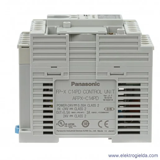 Jednostka centralna AFPXC14PD FP-X C14PD, zasilanie 24VDC, 8 wejść (24VDC) , 6 wyjść PNP, 0,5A Jednostka centralna AFPXC14PD FP-X C14PD, zasilanie 24VDC, 8 wejść (24VDC) , 6 wyjść PNP, 0,5A
