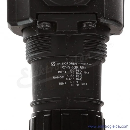 Reduktor R74G-6GK-RMN, G3/4, zakres regulacji ciśnienia 0.3-10 Bar, 6300 l/min, bez manometru Reduktor R74G-6GK-RMN, G3/4, zakres regulacji ciśnienia 0.3-10 Bar, 6300 l/min, bez manometru