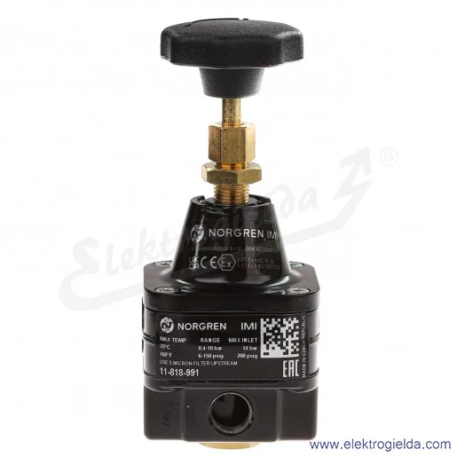 Precyzyjny regulator ciśnienia 11-818-991, G1/4, zakres regulacji ciśnienia 0.4-10 Bar, dokładność regulacji 0.05 Bara, przyłąc Precyzyjny regulator ciśnienia 11-818-991, G1/4, zakres regulacji ciśnienia 0.4-10 Bar, dokładność regulacji 0.05 Bara, przyłąc