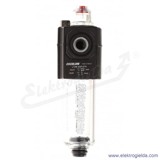 Smarownica mikromgłowa L72M-2GP-ETN, G1/4, max 10 Bar, miska 65 ml, punkt początkowy 56.4 l/min,  max 14410 l/min Smarownica mikromgłowa L72M-2GP-ETN, G1/4, max 10 Bar, miska 65 ml, punkt początkowy 56.4 l/min,  max 14410 l/min