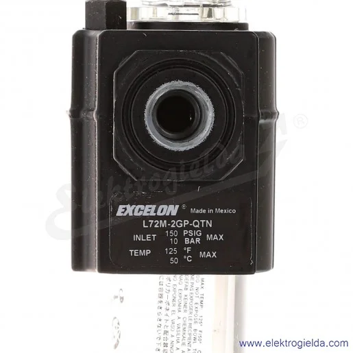 Smarownica mikromgłowa L72M-2GP-QTN, G1/4, 10 Bar, miska 65 ml, punkt początkowy 56.4 l/min, max 1440 l/min, z zaworem drenażowy Smarownica mikromgłowa L72M-2GP-QTN, G1/4, 10 Bar, miska 65 ml, punkt początkowy 56.4 l/min, max 1440 l/min, z zaworem drenażowy