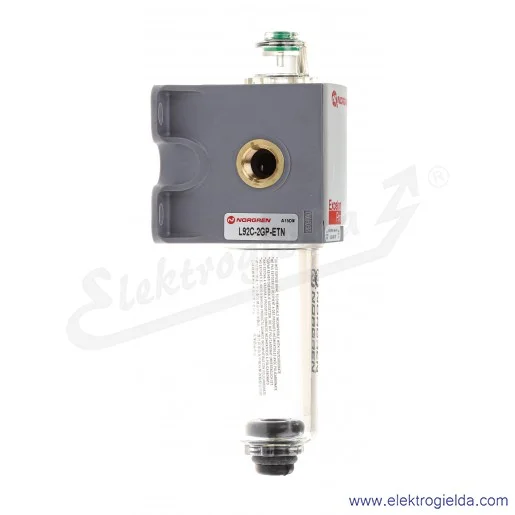 Smarownica L92C-2GP-ETN, G1/4, max 12 Bar, miska 52 ml, punkt początkowy 33 l/min, max 1440 l/min Smarownica L92C-2GP-ETN, G1/4, max 12 Bar, miska 52 ml, punkt początkowy 33 l/min, max 1440 l/min