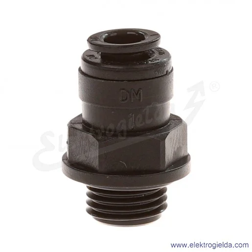 Adapter prosty równoległy, D02250628, G1/4, Fi 6, wykonanie z acetalu, przeznaczony dla przemysłu spożywczego, Pneufit D Adapter prosty równoległy, D02250628, G1/4, Fi 6, wykonanie z acetalu, przeznaczony dla przemysłu spożywczego, Pneufit D