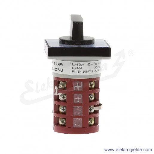 Łącznik krzywkowy 4G10-4027-U 1-0-2 bez obudowy 16A 380V Łącznik krzywkowy 4G10-4027-U 1-0-2 bez obudowy 16A 380V