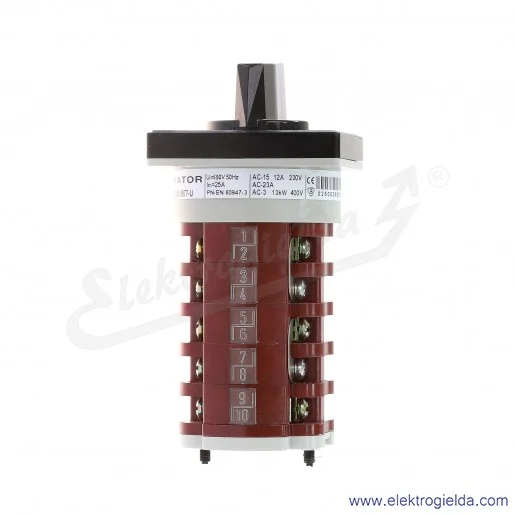 Łącznik krzywkowy 4G25-5977-U /0-1-2-3/ 25A, 13kW, bez obudowy Łącznik krzywkowy 4G25-5977-U /0-1-2-3/ 25A, 13kW, bez obudowy