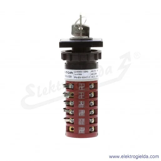 Łącznik krzywkowy 4G10-1382-U S29 "ZDALNE-0-LOKALNE" napęd kluczykowy, mocowanie w otworze 22.5mm Łącznik krzywkowy 4G10-1382-U S29 "ZDALNE-0-LOKALNE" napęd kluczykowy, mocowanie w otworze 22.5mm