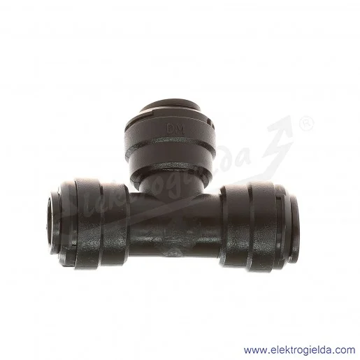 Trójnik wtykowy T D00601200, na przewód Fi 12, wykonanie z acetalu, przeznaczony dla przemysłu spożywczego Trójnik wtykowy T D00601200, na przewód Fi 12, wykonanie z acetalu, przeznaczony dla przemysłu spożywczego