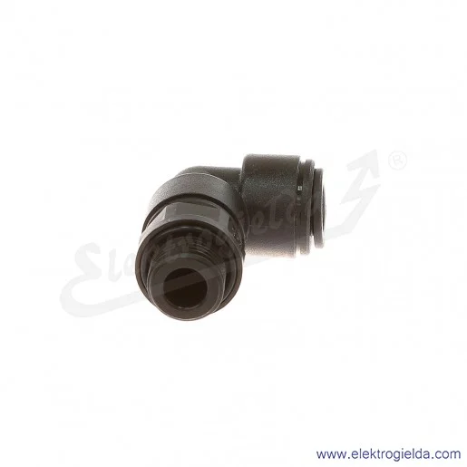 Adapter kolanka obrotowego 90° D02470828, G1/4, Fi 8, wykonanie z acetalu, przeznaczony dla przemysłu spożywczego, Pneufit D Adapter kolanka obrotowego 90° D02470828, G1/4, Fi 8, wykonanie z acetalu, przeznaczony dla przemysłu spożywczego, Pneufit D