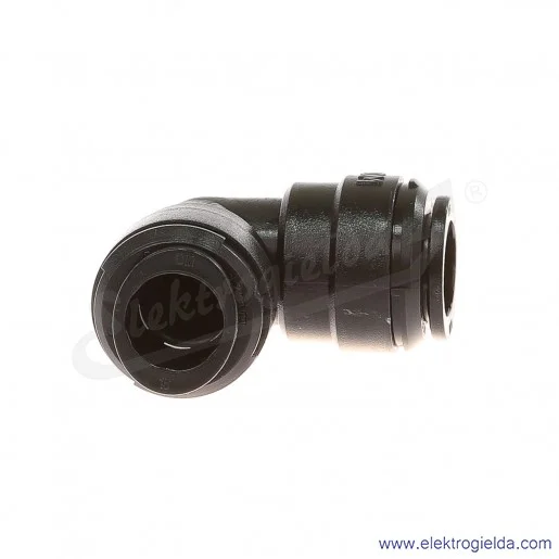 Adapter kolanka obrotowego 90° D02471028, G1/4, Fi 10, wykonanie z acetalu, przeznaczony dla przemysłu spożywczego, Pneufit D Adapter kolanka obrotowego 90° D02471028, G1/4, Fi 10, wykonanie z acetalu, przeznaczony dla przemysłu spożywczego, Pneufit D