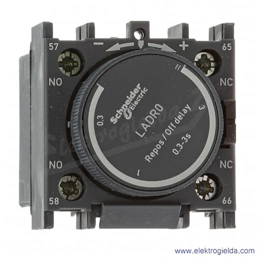 LADT2 Blok styków z zadziałaniem czasowym 1-30s 1Z+1R opóźnione zadziałanie po włączeniu stycznika, zaciski śrubowe LADT2 Blok styków z zadziałaniem czasowym 1-30s 1Z+1R opóźnione zadziałanie po włączeniu stycznika, zaciski śrubowe