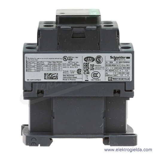 LC1D09P5 1z+1r 4kW 25A Uc 230 VAC 50Hz Styczniki zaciski śrubowe LC1D09P5 1z+1r 4kW 25A Uc 230 VAC 50Hz Styczniki zaciski śrubowe