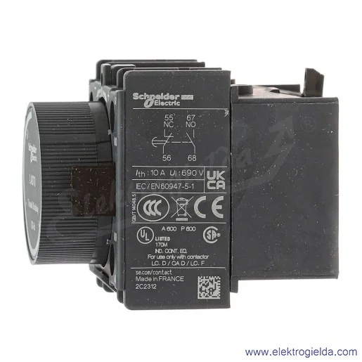 LADT0 Blok styków z zadziałaniem czasowym 0,3-3s 1Z+1R opóźnione zadziałanie po włączeniu stycznika, zaciski śrubowe LADT0 Blok styków z zadziałaniem czasowym 0,3-3s 1Z+1R opóźnione zadziałanie po włączeniu stycznika, zaciski śrubowe