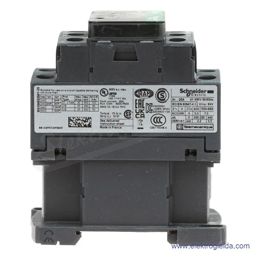 LC1D12E7 1z+1r 5,5kW 25A Uc 48 VAC 50/60Hz, Stycznik zaciski śrubowe LC1D12E7 1z+1r 5,5kW 25A Uc 48 VAC 50/60Hz, Stycznik zaciski śrubowe