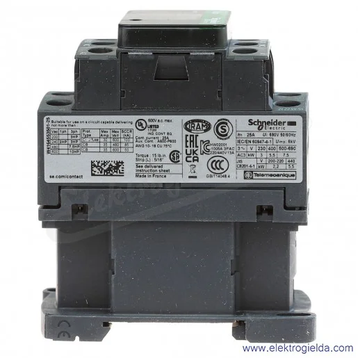 LC1D12V7 1z+1r 5,5kW 25A Uc 400 VAC 50/60Hz, Stycznik zaciski śrubowe LC1D12V7 1z+1r 5,5kW 25A Uc 400 VAC 50/60Hz, Stycznik zaciski śrubowe