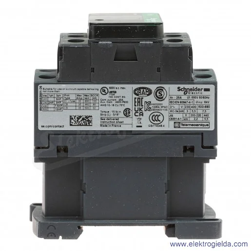 LC1D12P7 1z+1r 5,5kW 25A Uc 230 VAC 50/60Hz, Stycznik zaciski śrubowe LC1D12P7 1z+1r 5,5kW 25A Uc 230 VAC 50/60Hz, Stycznik zaciski śrubowe