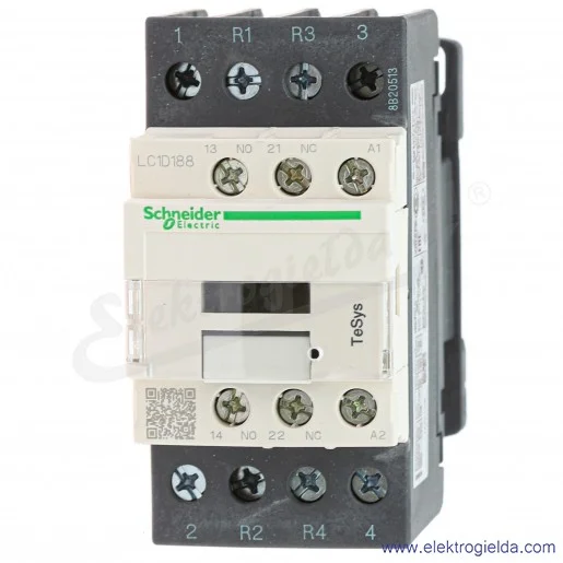 LC1D188P7 (2Z+2R styki główne) 1z+1r 7,5KW 32A Uc 230 VAC 50/60Hz Stycznik zaciski śrubowe LC1D188P7 (2Z+2R styki główne) 1z+1r 7,5KW 32A Uc 230 VAC 50/60Hz Stycznik zaciski śrubowe