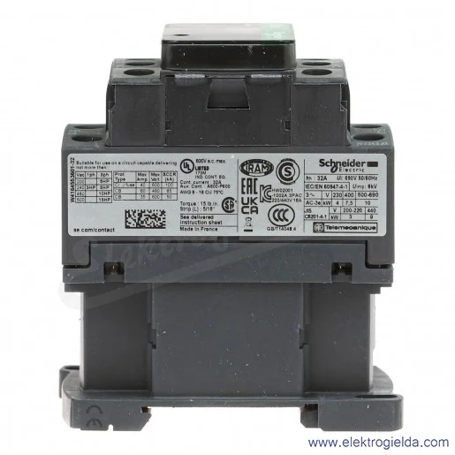 LC1D18P7 1z+1r 7,5kW 32A Uc 230 VAC 50/60Hz, Stycznik zaciski śrubowe LC1D18P7 1z+1r 7,5kW 32A Uc 230 VAC 50/60Hz, Stycznik zaciski śrubowe