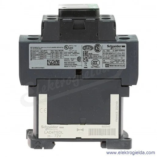 LC1D25ED 1z+1r 11kW 40A Uc 48 VDC Stycznik zaciski śrubowe LC1D25ED 1z+1r 11kW 40A Uc 48 VDC Stycznik zaciski śrubowe