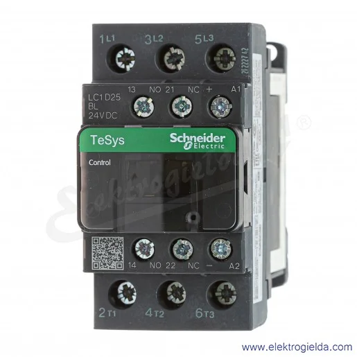 LC1D25BL 1z+1r 11kW 40A Uc 24 VDC(L) Stycznik z obniżoną mocą cewki, zaciski śrubowe LC1D25BL 1z+1r 11kW 40A Uc 24 VDC(L) Stycznik z obniżoną mocą cewki, zaciski śrubowe