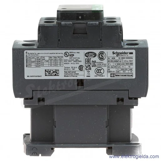 LC1D25V7 1z+1r 11kW 40A Uc 400 VAC 50/60Hz Stycznik zaciski śrubowe LC1D25V7 1z+1r 11kW 40A Uc 400 VAC 50/60Hz Stycznik zaciski śrubowe