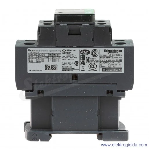 LC1D25P5 1z+1r 11kW 40A Uc 230 VAC 50Hz Stycznik zaciski śrubowe LC1D25P5 1z+1r 11kW 40A Uc 230 VAC 50Hz Stycznik zaciski śrubowe