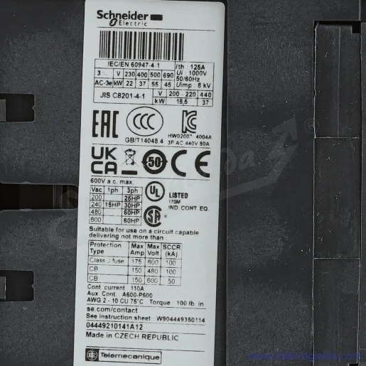LC1D80P5 1z+1r 37kW 125A Uc 230 VAC 50Hz Stycznik zaciski śrubowe LC1D80P5 1z+1r 37kW 125A Uc 230 VAC 50Hz Stycznik zaciski śrubowe