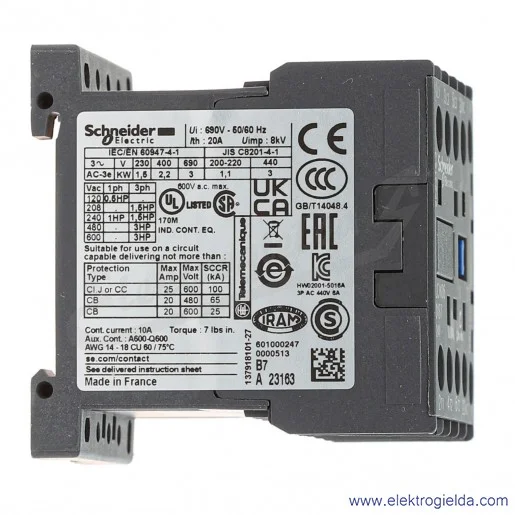LC1K0601B7 1NC 2,2kW 20A Uc 24 VAC 50/60Hz Stycznik miniaturowy, zaciski śrubowe LC1K0601B7 1NC 2,2kW 20A Uc 24 VAC 50/60Hz Stycznik miniaturowy, zaciski śrubowe