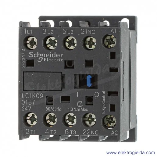 LC1K0901B7 1NC 4kW 20A Uc 24 VAC 50/60Hz Stycznik miniaturowy, zaciski śrubowe LC1K0901B7 1NC 4kW 20A Uc 24 VAC 50/60Hz Stycznik miniaturowy, zaciski śrubowe