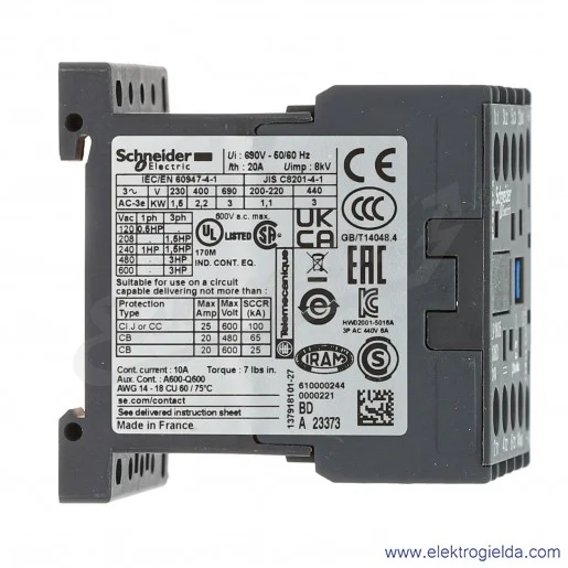 LP1K0610BD 1NO 2,2kW 20A Uc 24 VDC Stycznik miniaturowy, zaciski śrubowe LP1K0610BD 1NO 2,2kW 20A Uc 24 VDC Stycznik miniaturowy, zaciski śrubowe