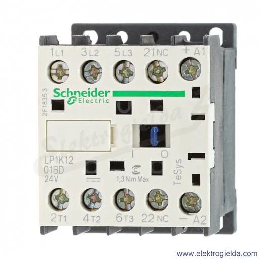 LP1K1201BD 1NC 5,5kW 20A Uc 24 VDC Stycznik miniaturowy, zaciski śrubowe LP1K1201BD 1NC 5,5kW 20A Uc 24 VDC Stycznik miniaturowy, zaciski śrubowe