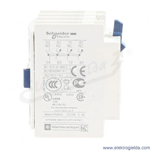 LADN13 1Z + 3R Blok styków pomocniczych do LC1D, LC1F, CAD LADN13 1Z + 3R Blok styków pomocniczych do LC1D, LC1F, CAD