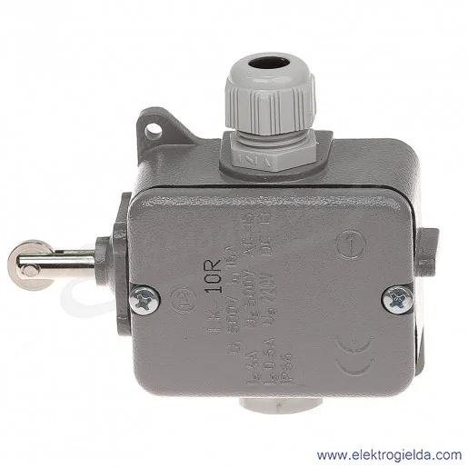Łącznik krańcowy LK-10R w obudowie metalowej z popychaczem i rolką 1NO+1NC Łącznik krańcowy LK-10R w obudowie metalowej z popychaczem i rolką 1NO+1NC